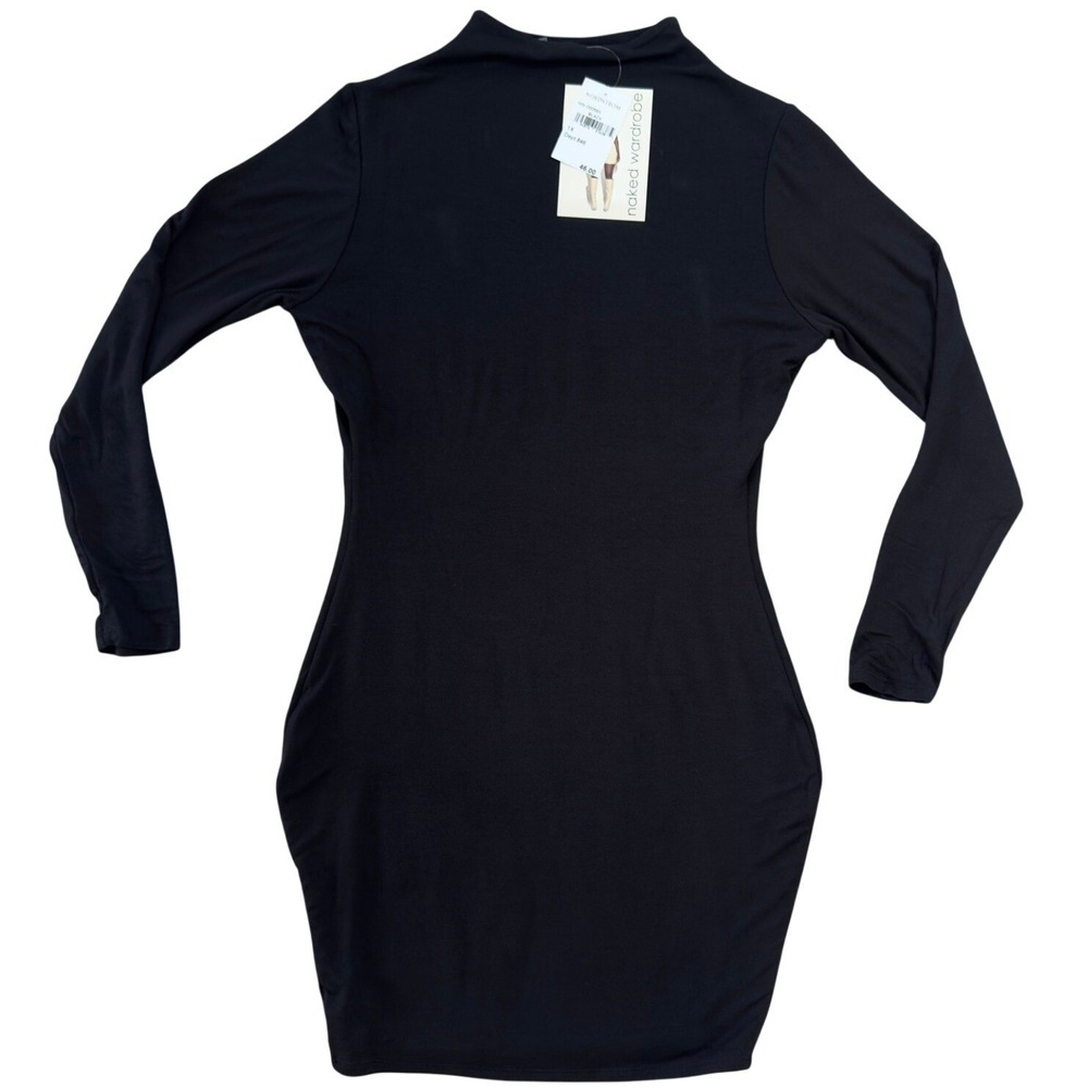 Naked Wardrobe 1X Black Mock Neck Long Sleeve Bodycon Mini Dress 1X NEW Dress - Picture 11 of 11